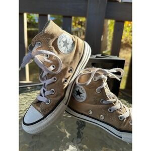 Converse Chuck Taylor All Star High Top Youth Sneakers Size 1 Tan Canvas Shoes